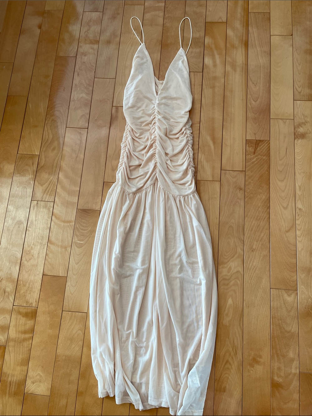 M.  Amazing Ruched V-Neck Maxi Dress in Light Blush NWT